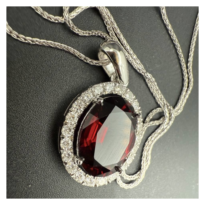 Necklace with Red Garnet – White Gold, 0.474 ct – photo 1 of 5