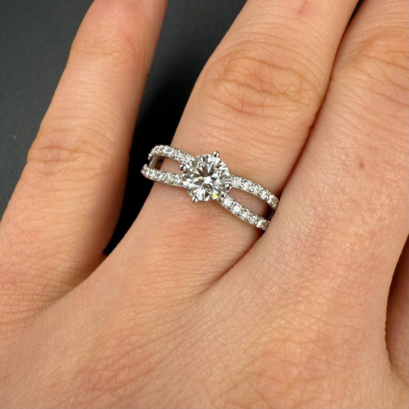 Platinum Ring with Natural Diamonds, 0.6 ct – photo 2 of 6