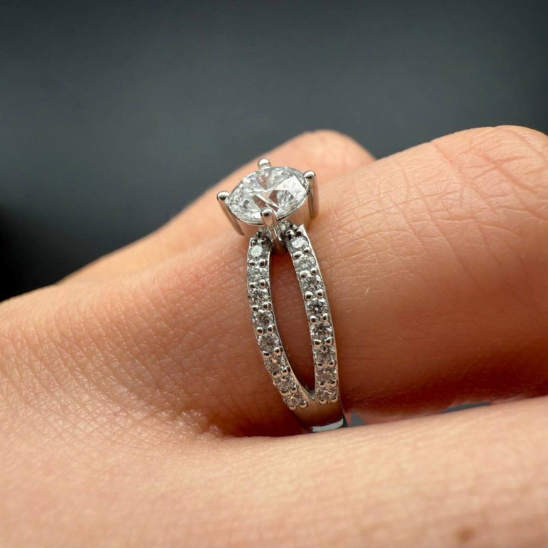 Platinum Ring with Natural Diamonds, 0.6 ct – photo 3 of 6