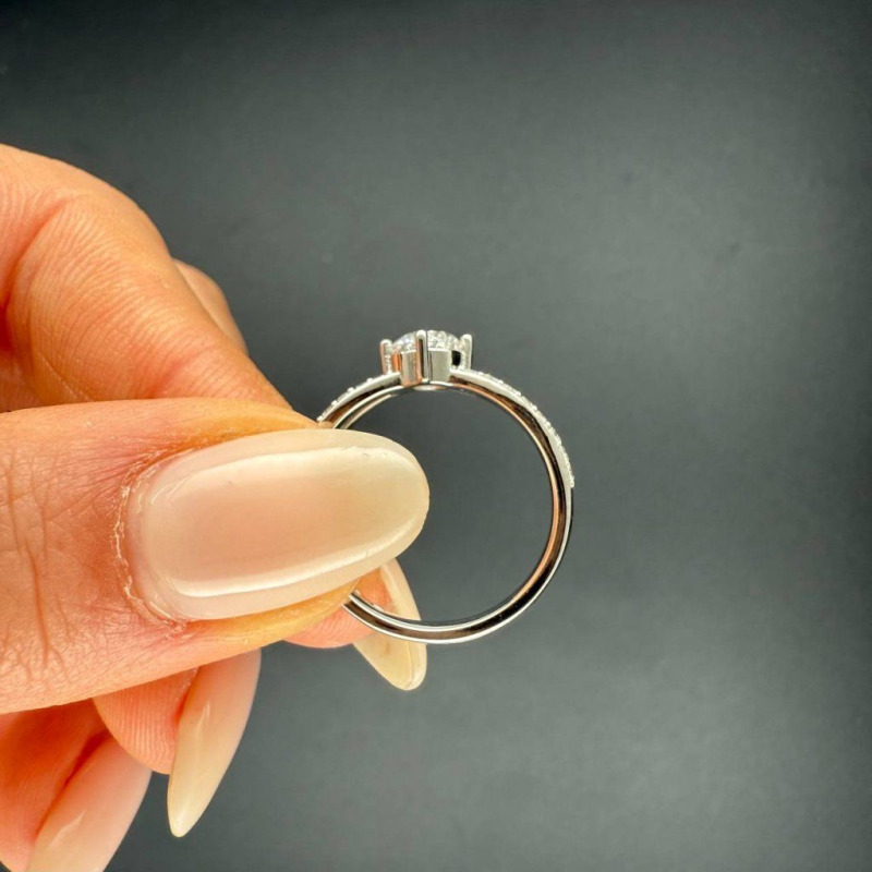 Platinum Ring with Natural Diamonds, 0.6 ct – photo 4 of 6