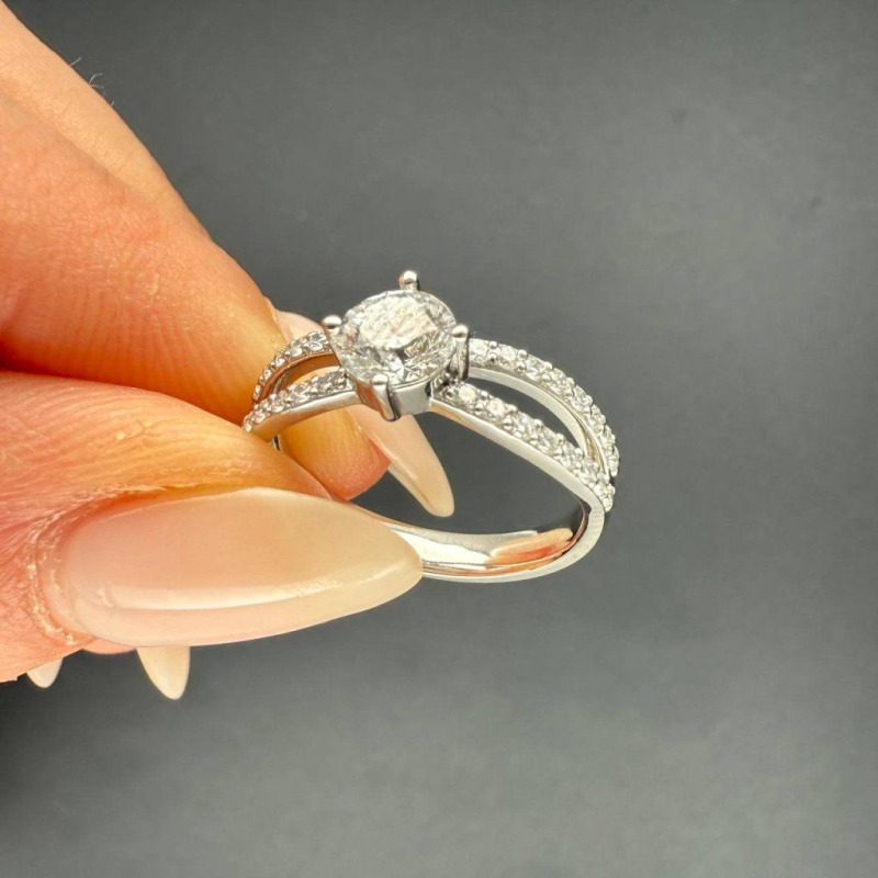 Platinum Ring with Natural Diamonds, 0.6 ct – photo 5 of 6