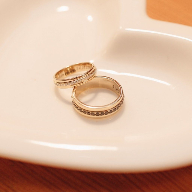 Wedding Bands with White and Black Diamonds, 0.345 ct – photo 2 of 5