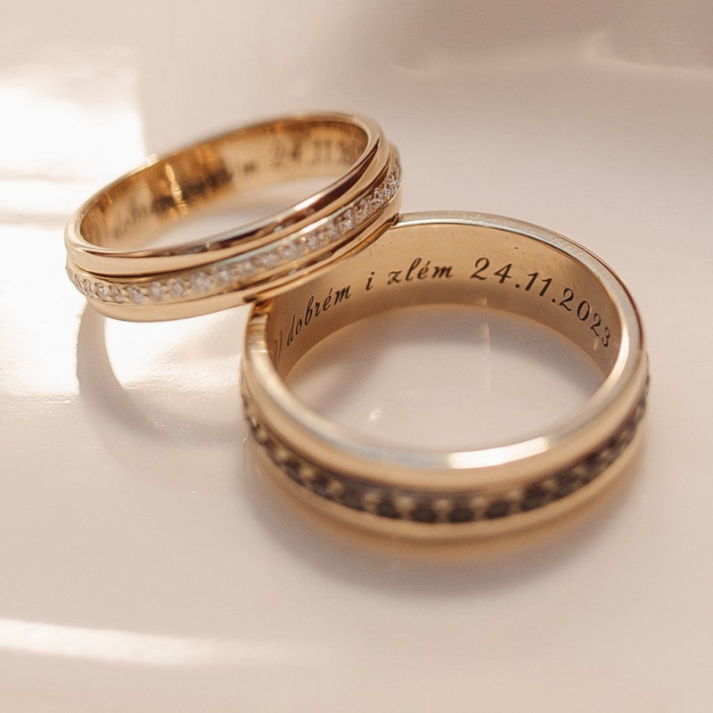 Wedding Bands with White and Black Diamonds, 0.345 ct – photo 5 of 5
