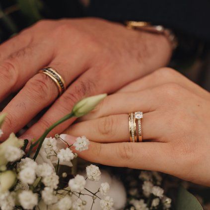 Wedding Bands with White and Black Diamonds
