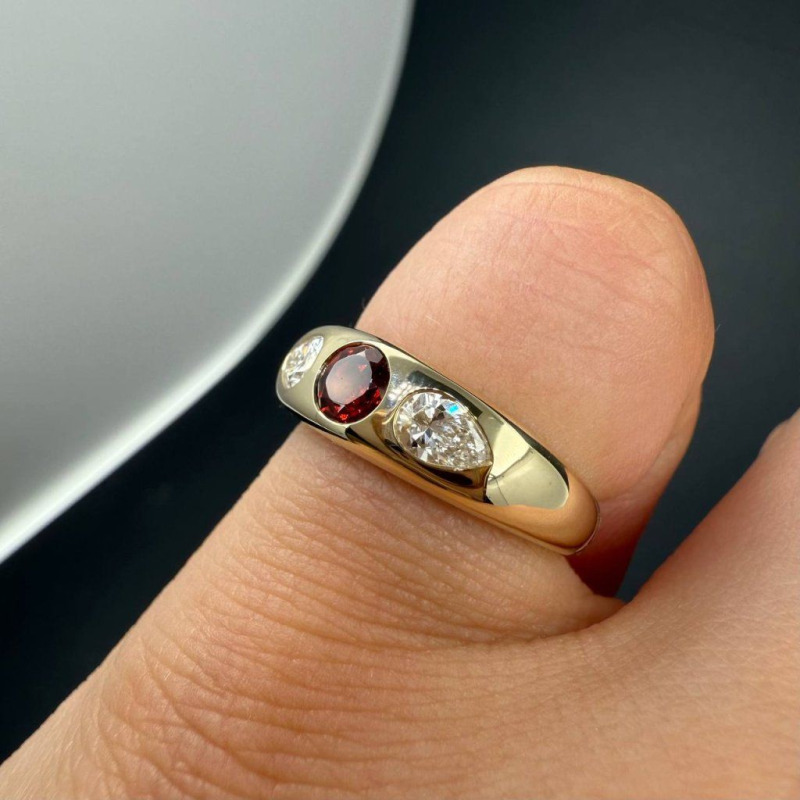 Ring with Garnet and Diamonds, 0.424 ct – photo 6 of 7