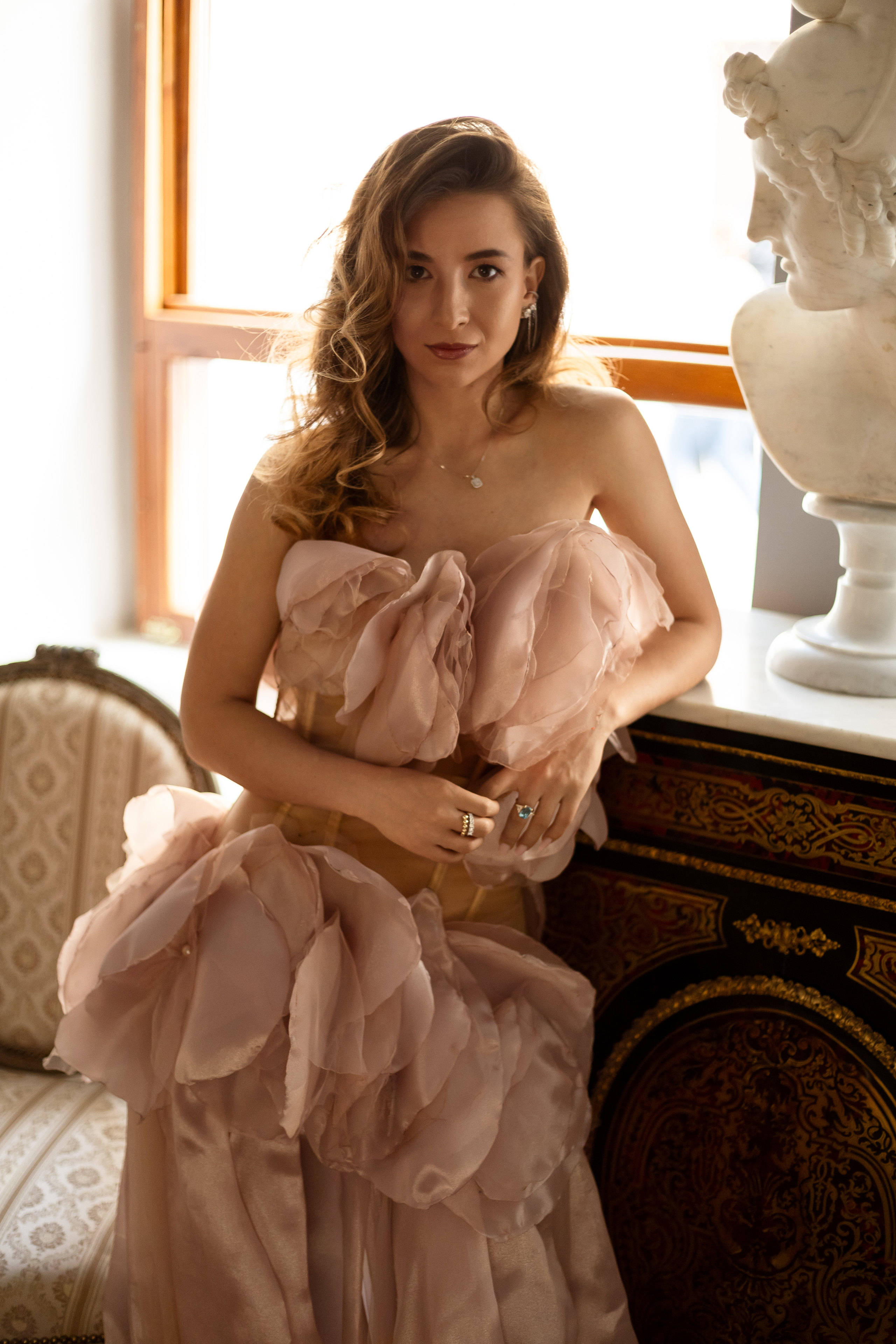 Portrait in the atelier beside a marble bust